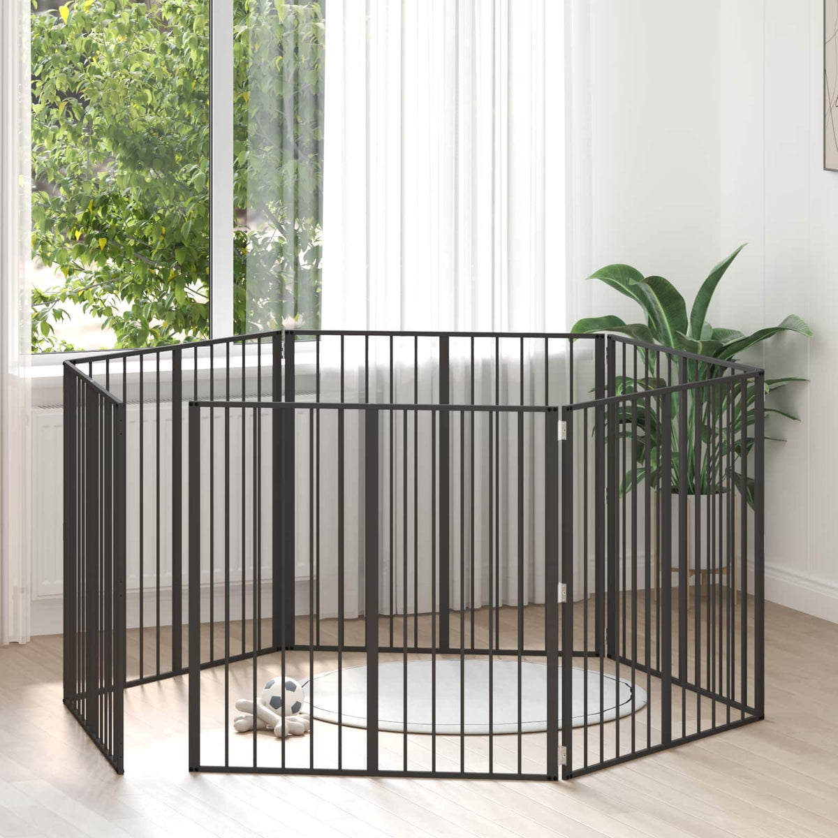 Cancello per cani 6 pz Nero 100 x 100 cm Acciaio zincato
