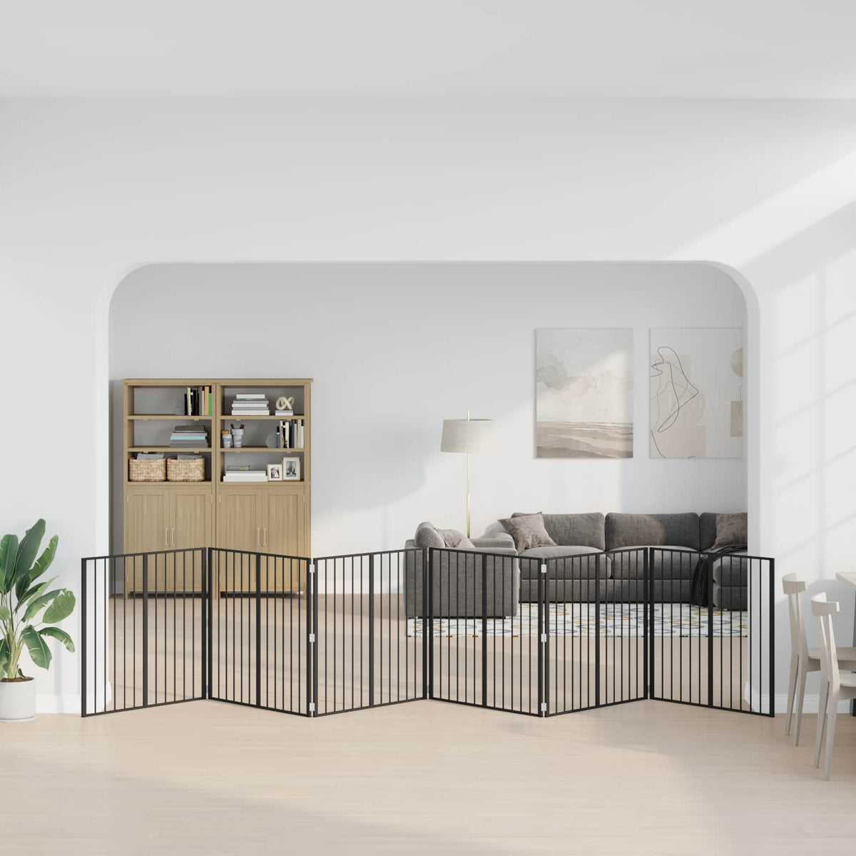 Cancello per cani 6 pz Nero 100 x 100 cm Acciaio zincato