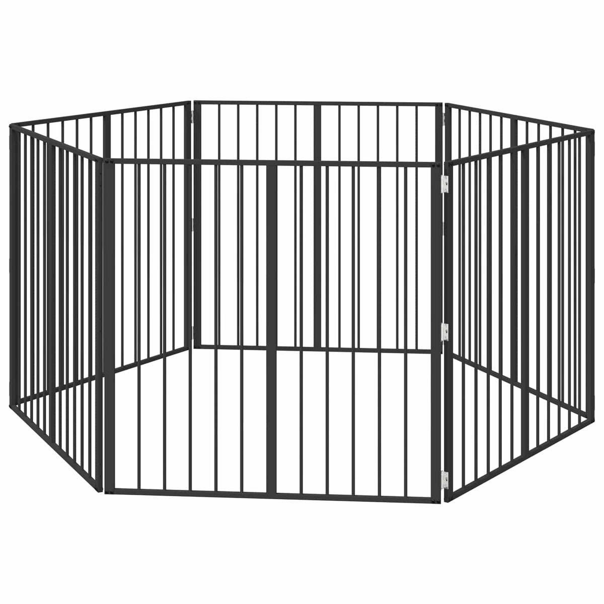 Cancello per cani 6 pz Nero 100 x 100 cm Acciaio zincato