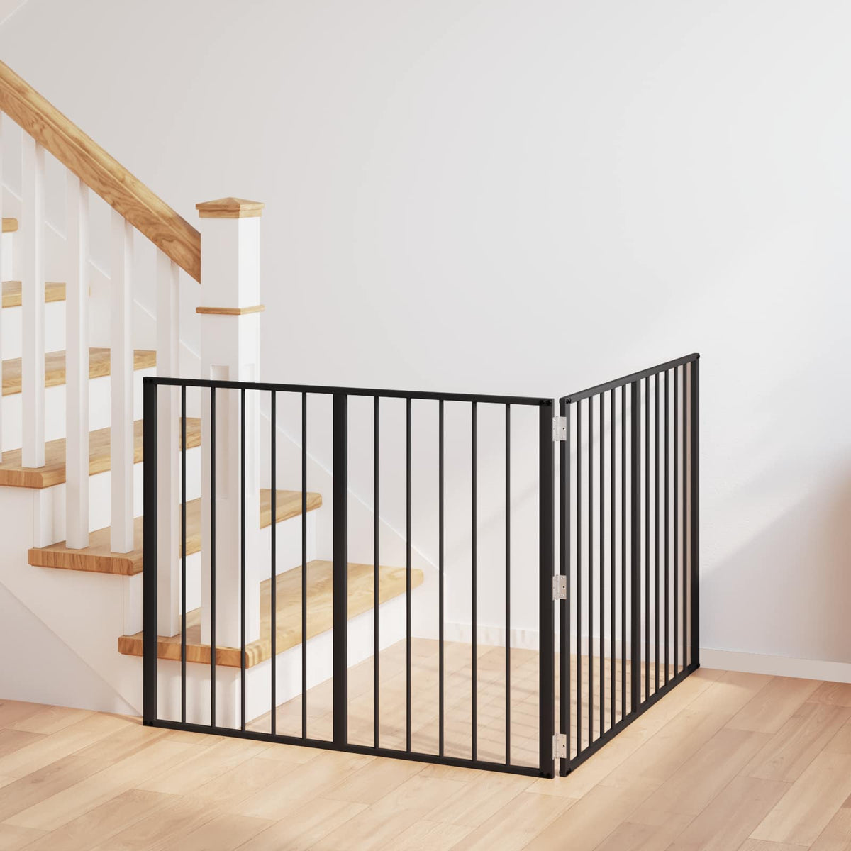 Cancello per cani 2 pz Nero 100 x 80 cm Acciaio zincato