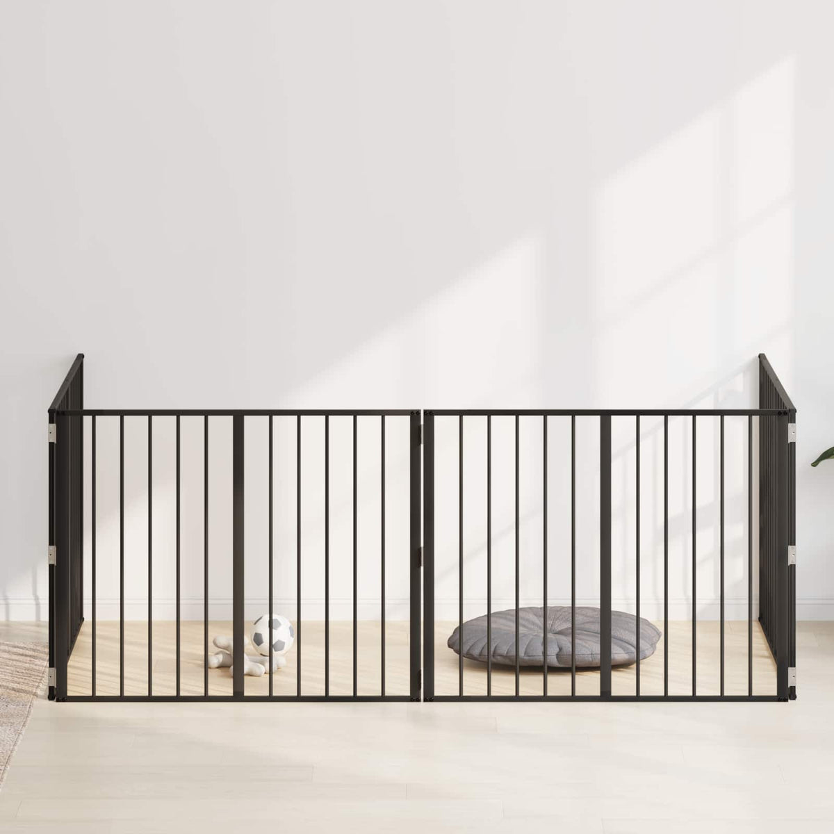 Cancello per cani 4 pz Nero 100 x 80 cm Acciaio zincato