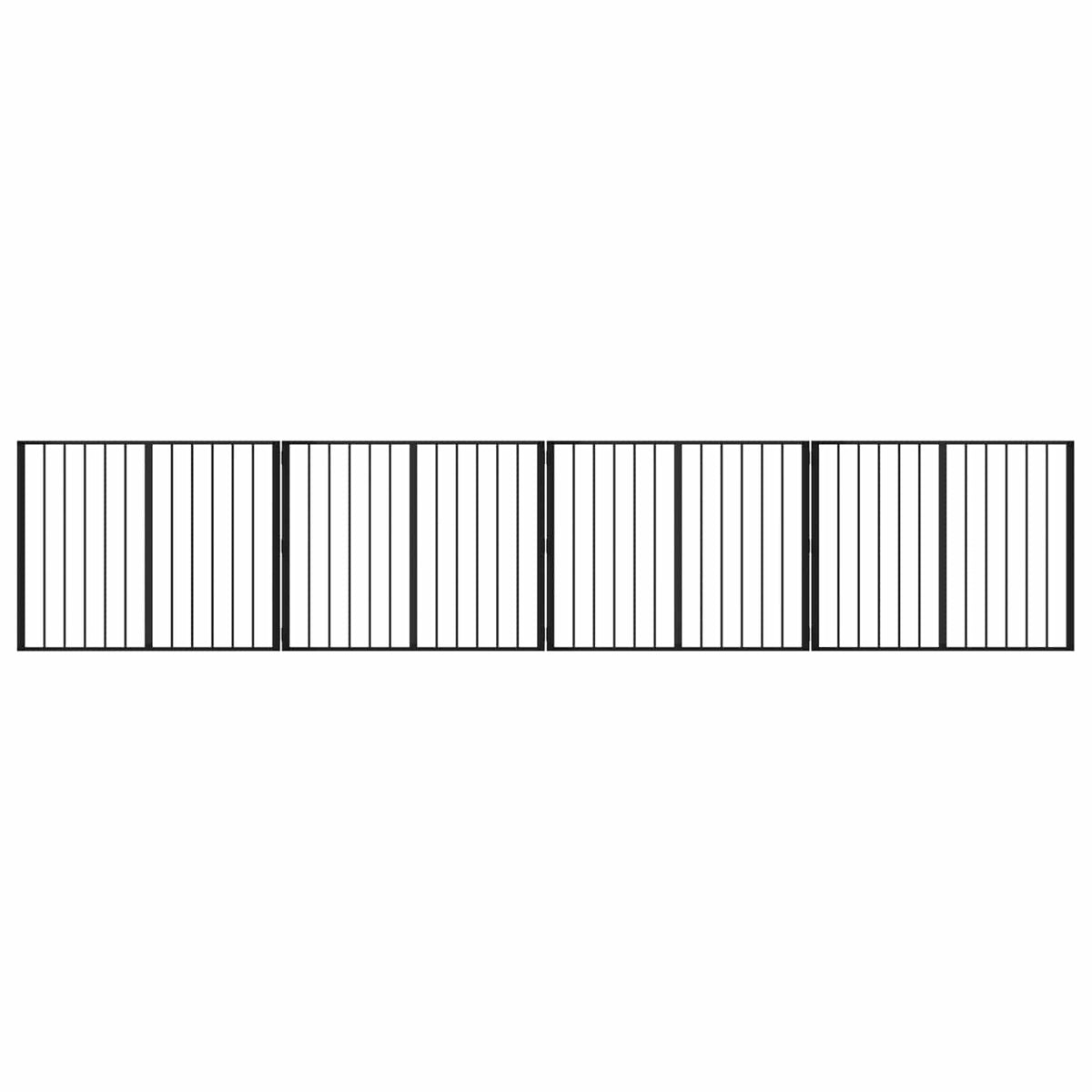 Cancello per cani 4 pz Nero 100 x 80 cm Acciaio zincato
