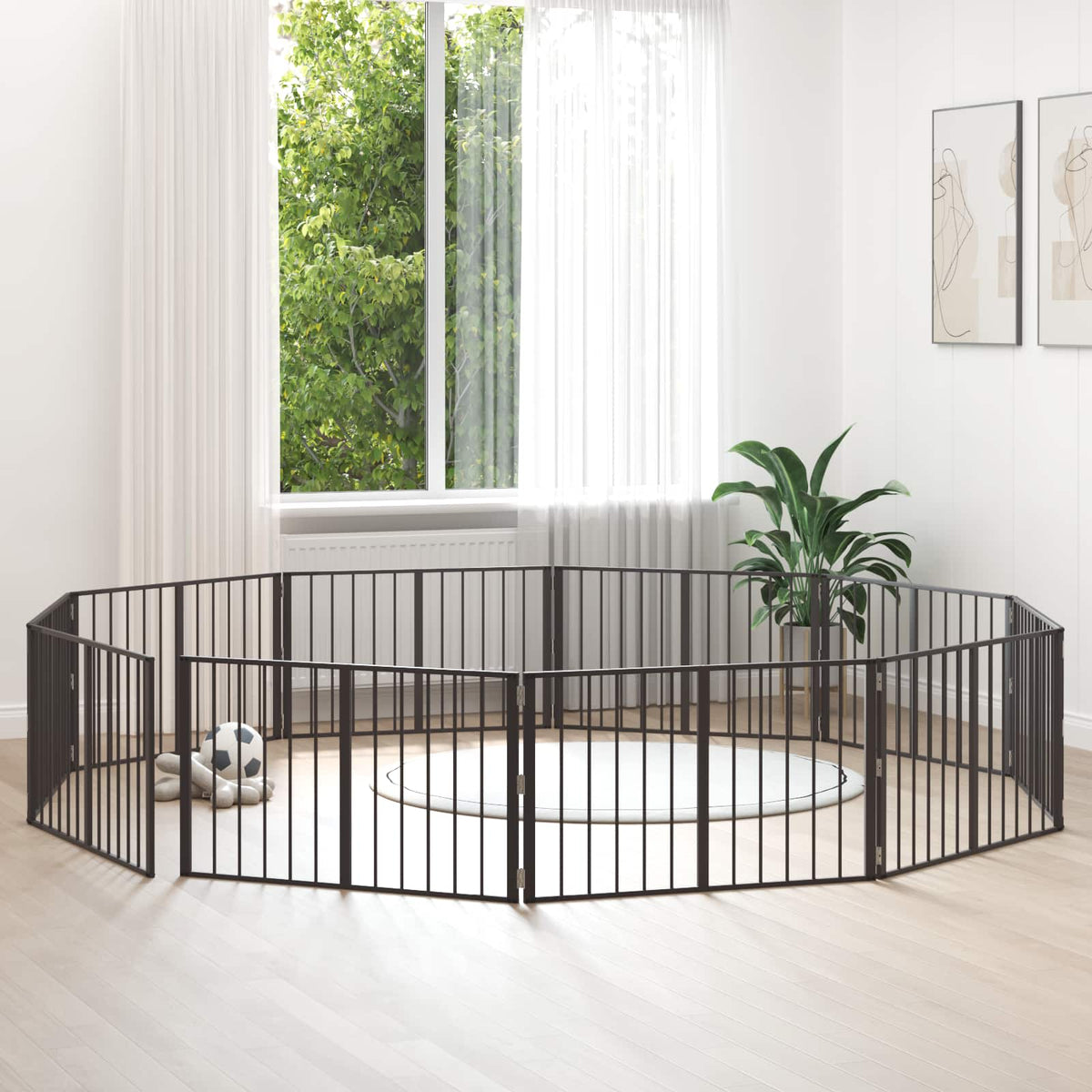 Cancello per cani 10 pz Nero 100 x 60 cm Acciaio zincato