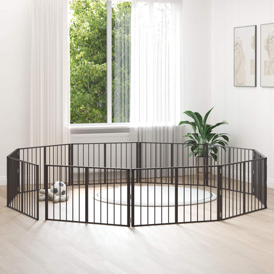 Cancello per cani 10 pz Nero 100 x 60 cm Acciaio zincato