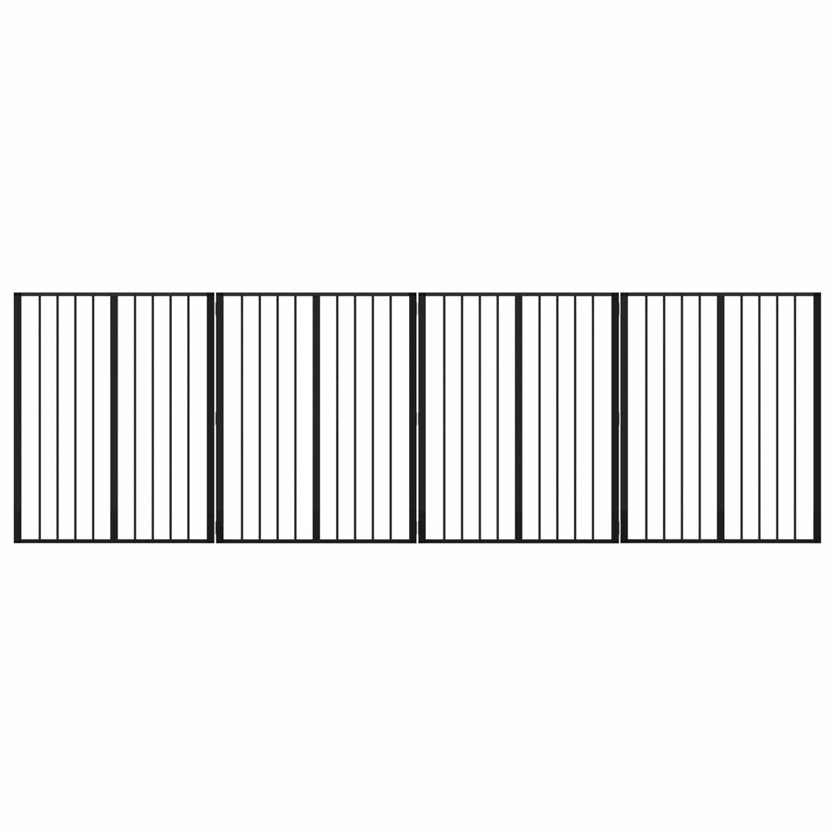 Cancello per cani 4 pz Nero 80 x 100 cm Acciaio zincato