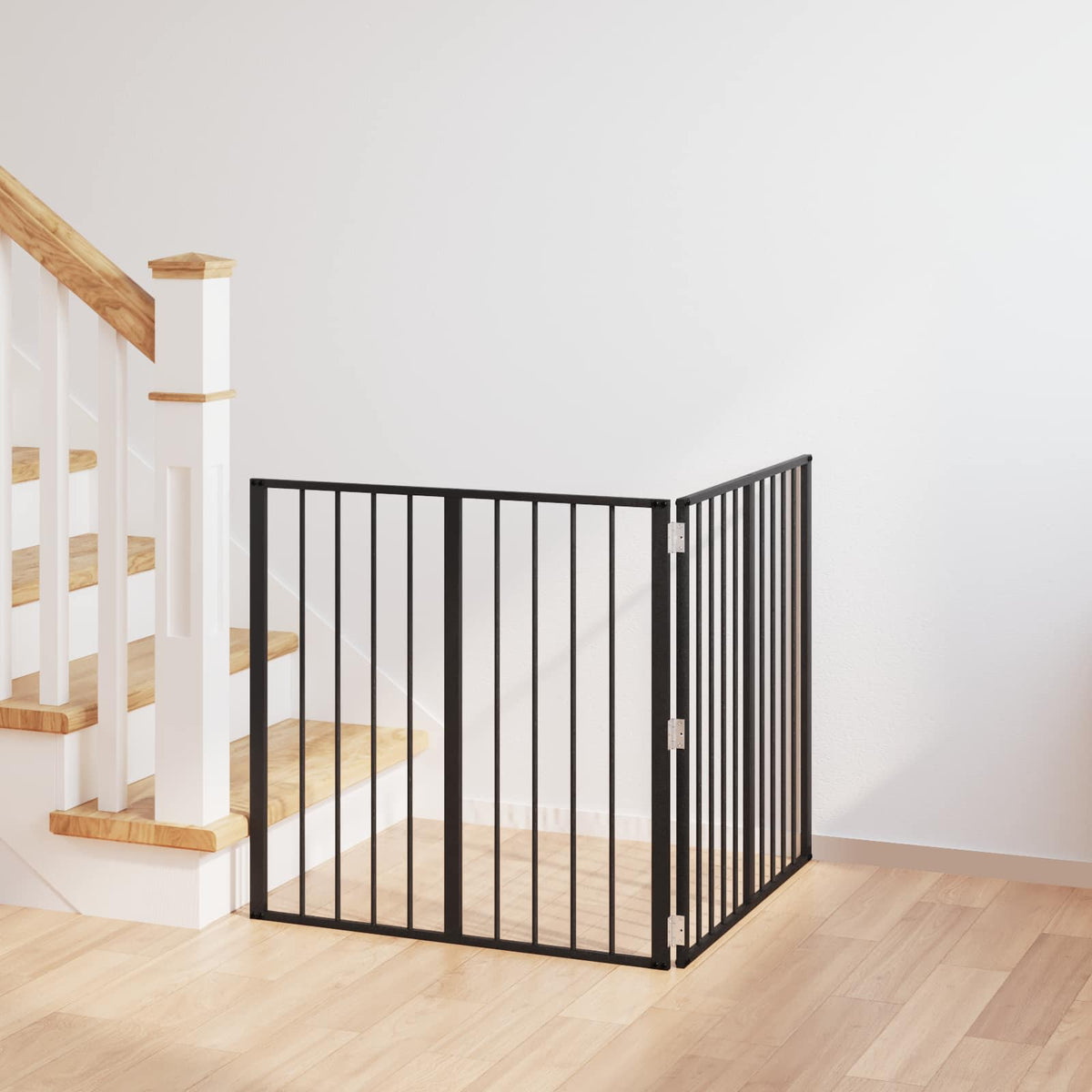 Cancello per cani 2 pz Nero 80 x 80 cm Acciaio zincato