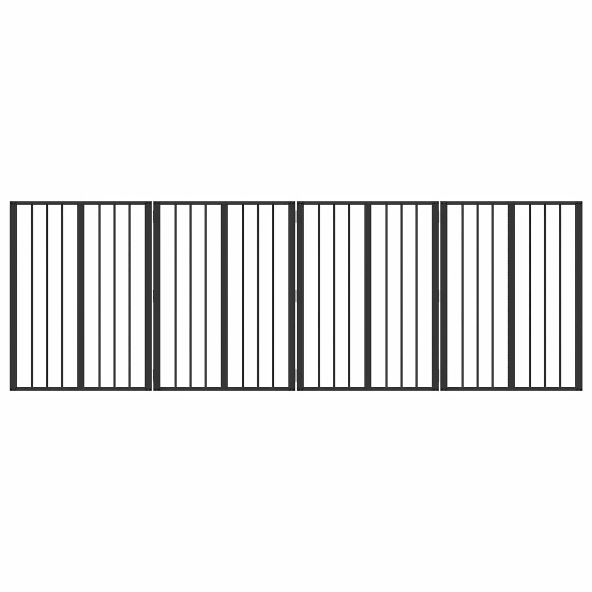 Cancello per cani 4 pz Nero 60 x 80 cm Acciaio zincato