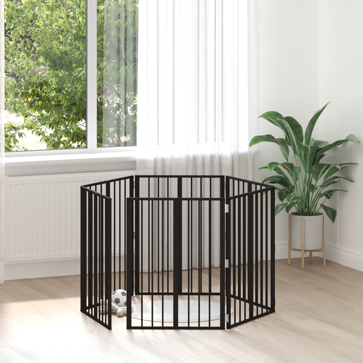 Cancello per cani 6 pz Nero 60 x 80 cm Acciaio zincato