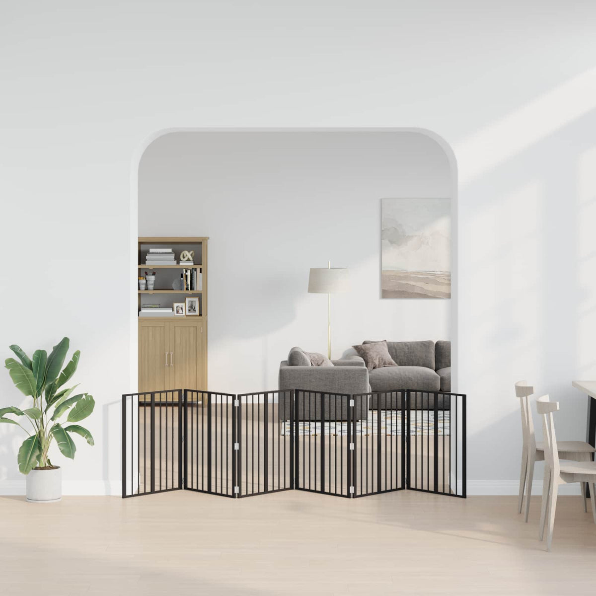 Cancello per cani 6 pz Nero 60 x 80 cm Acciaio zincato