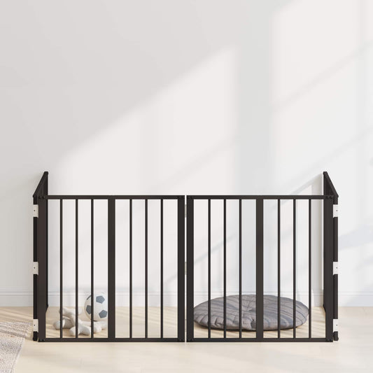 Cancello per cani 4 pz Nero 60 x 60 cm Acciaio zincato