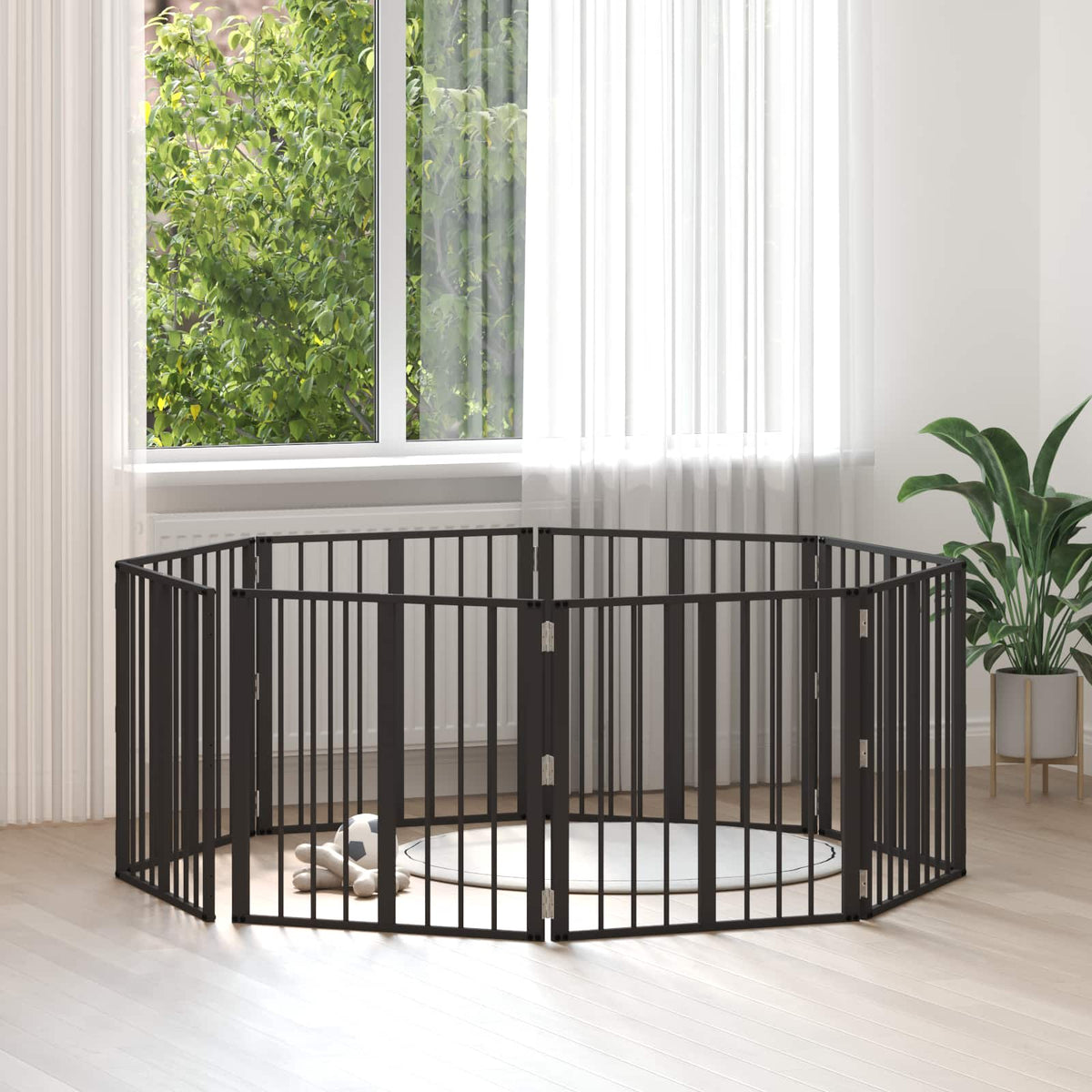 Cancello per cani 8 pz Nero 60 x 60 cm Acciaio zincato