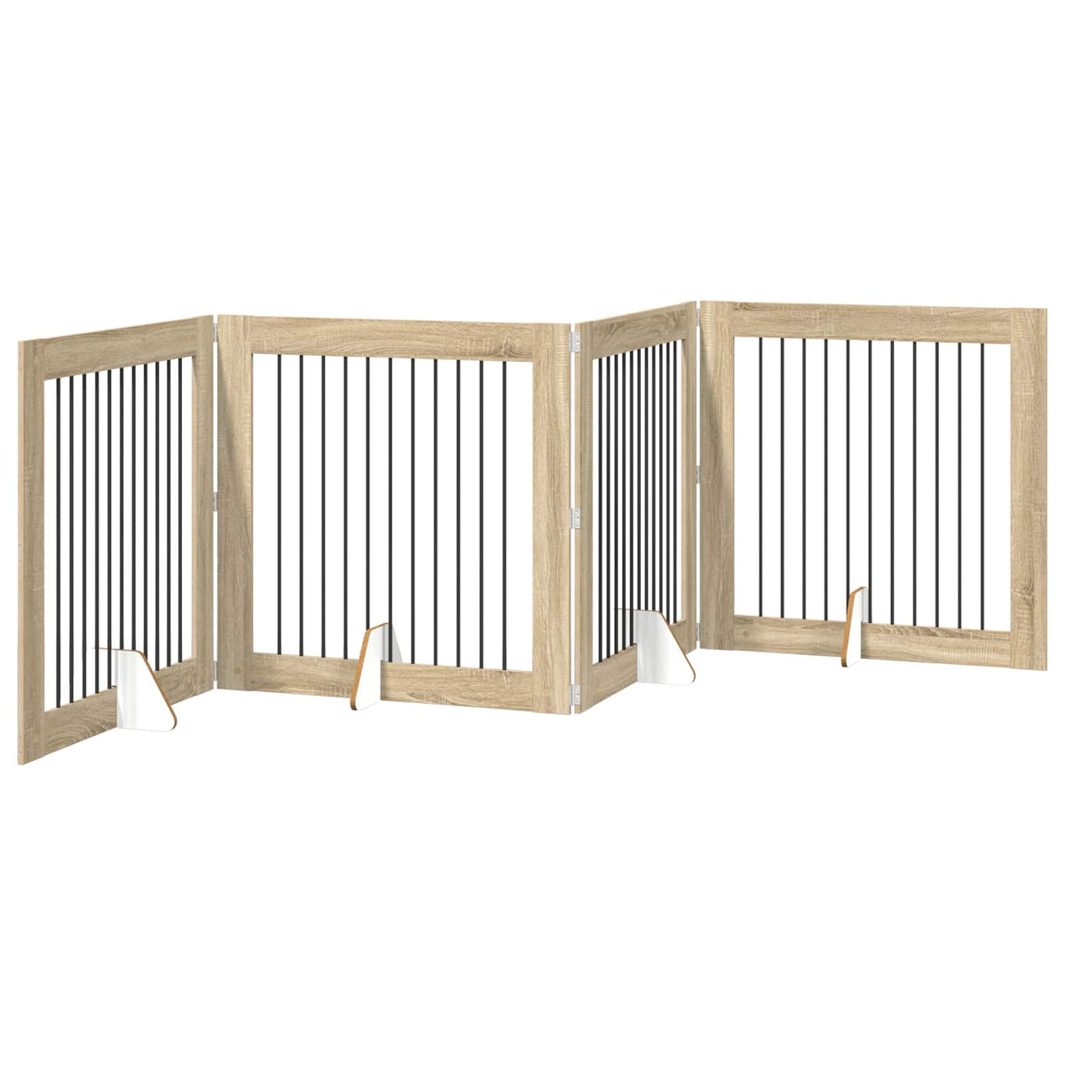 Cancello per cani pieghevole con supporti 4 pz Rovere Sonoma