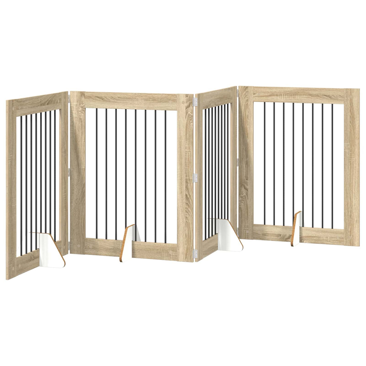 Cancello per cani pieghevole con supporti 4 pz Rovere Sonoma