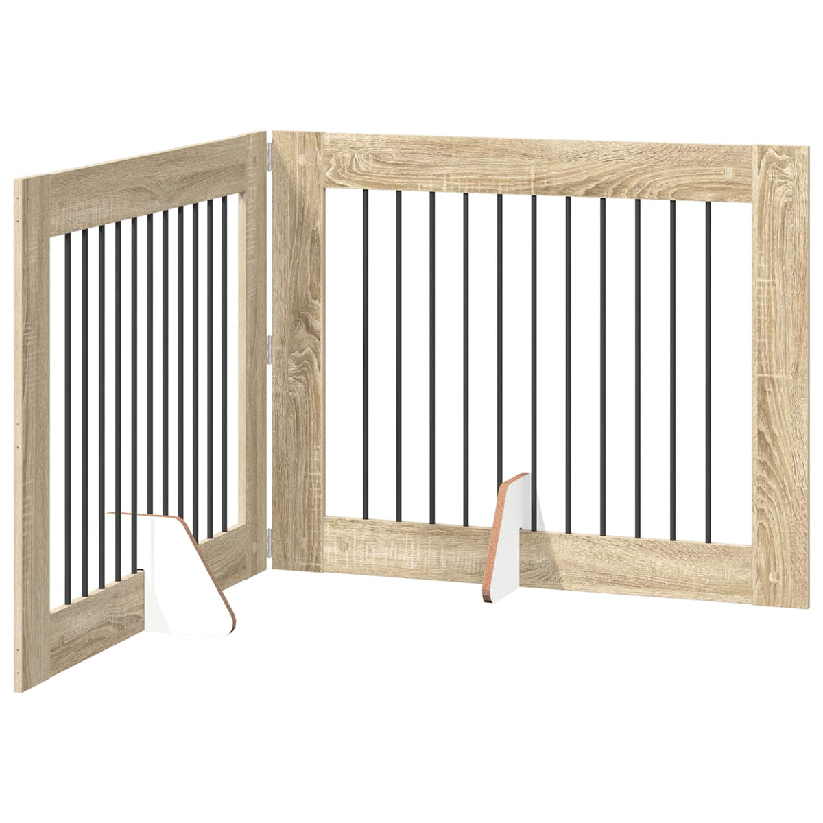 Cancello per cani pieghevole con supporti 2 pz Rovere Sonoma