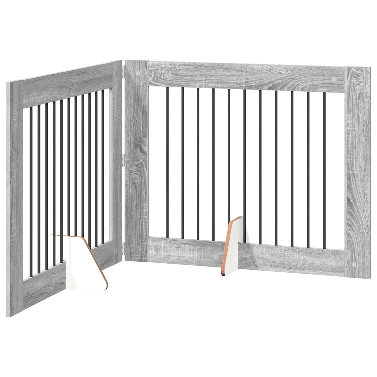 Cancello per cani pieghevole con supporti, 2 pz, 200,5x34x80 cm