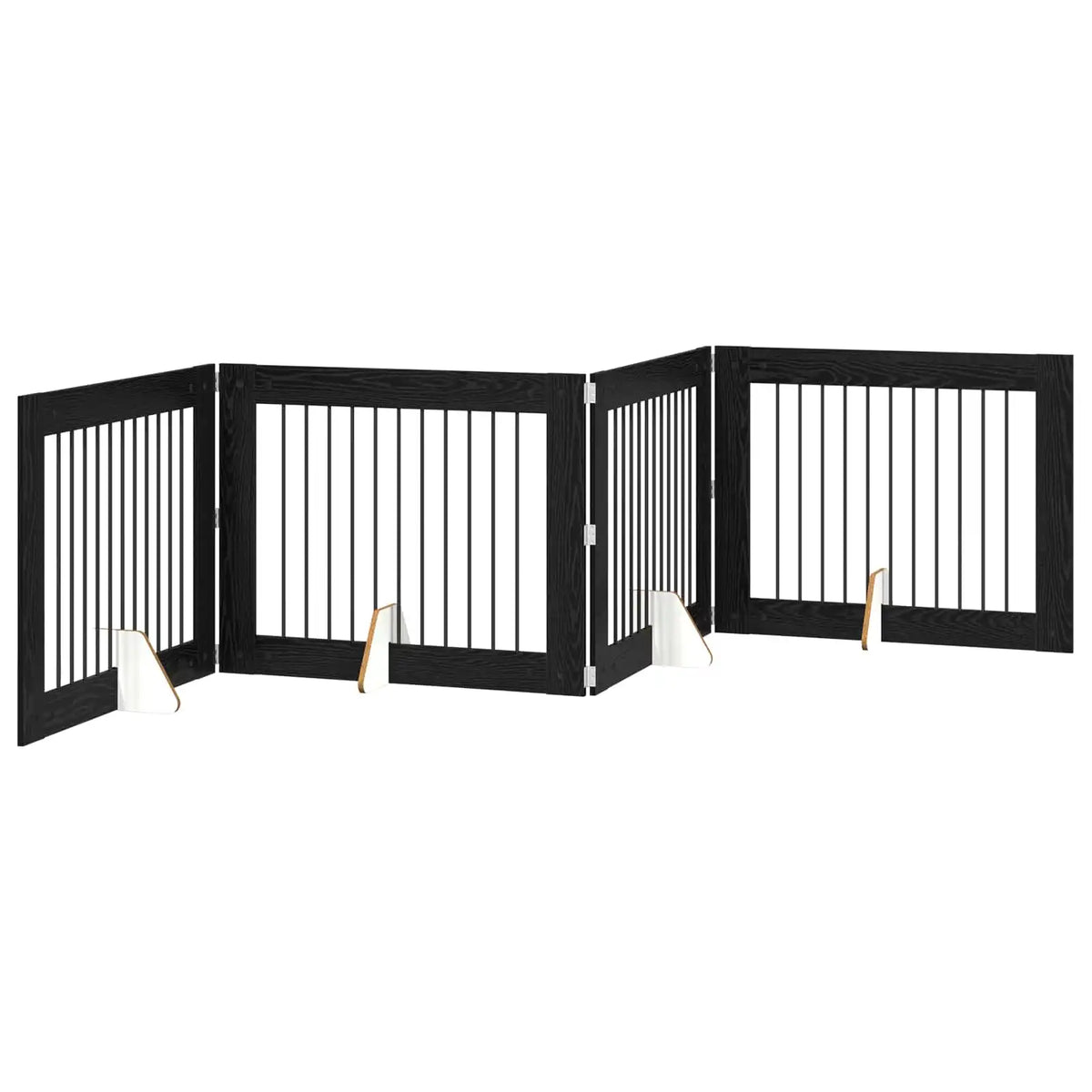 Cancello per cani pieghevole con supporti, 4 pz, 401x34x80 cm