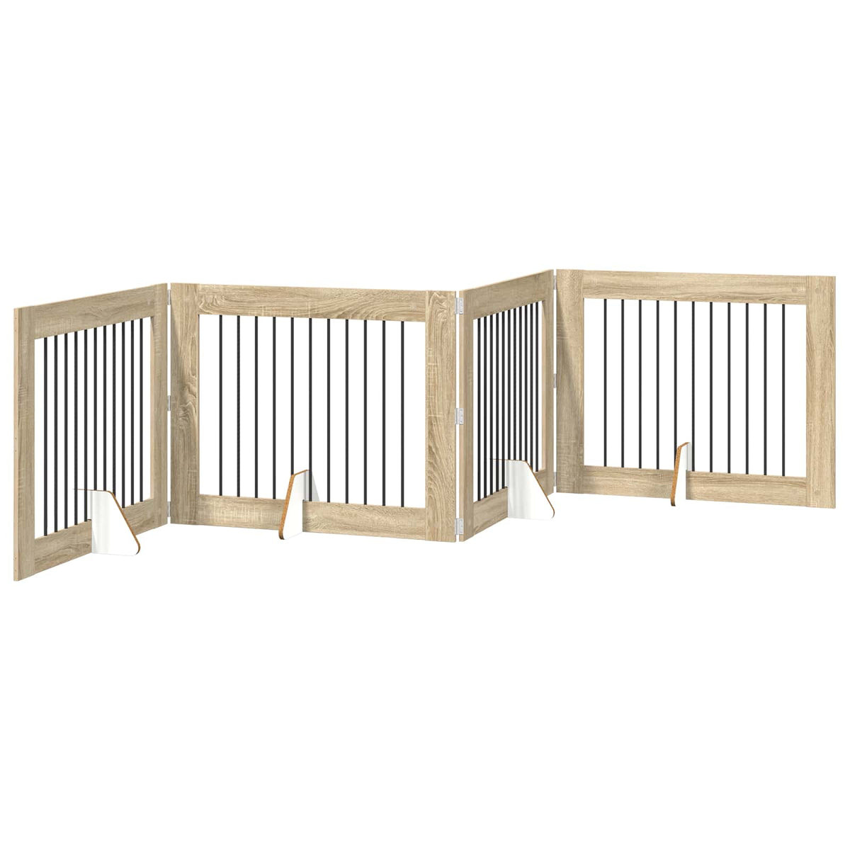 Cancello per cani pieghevole con supporti 4 pz Rovere Sonoma