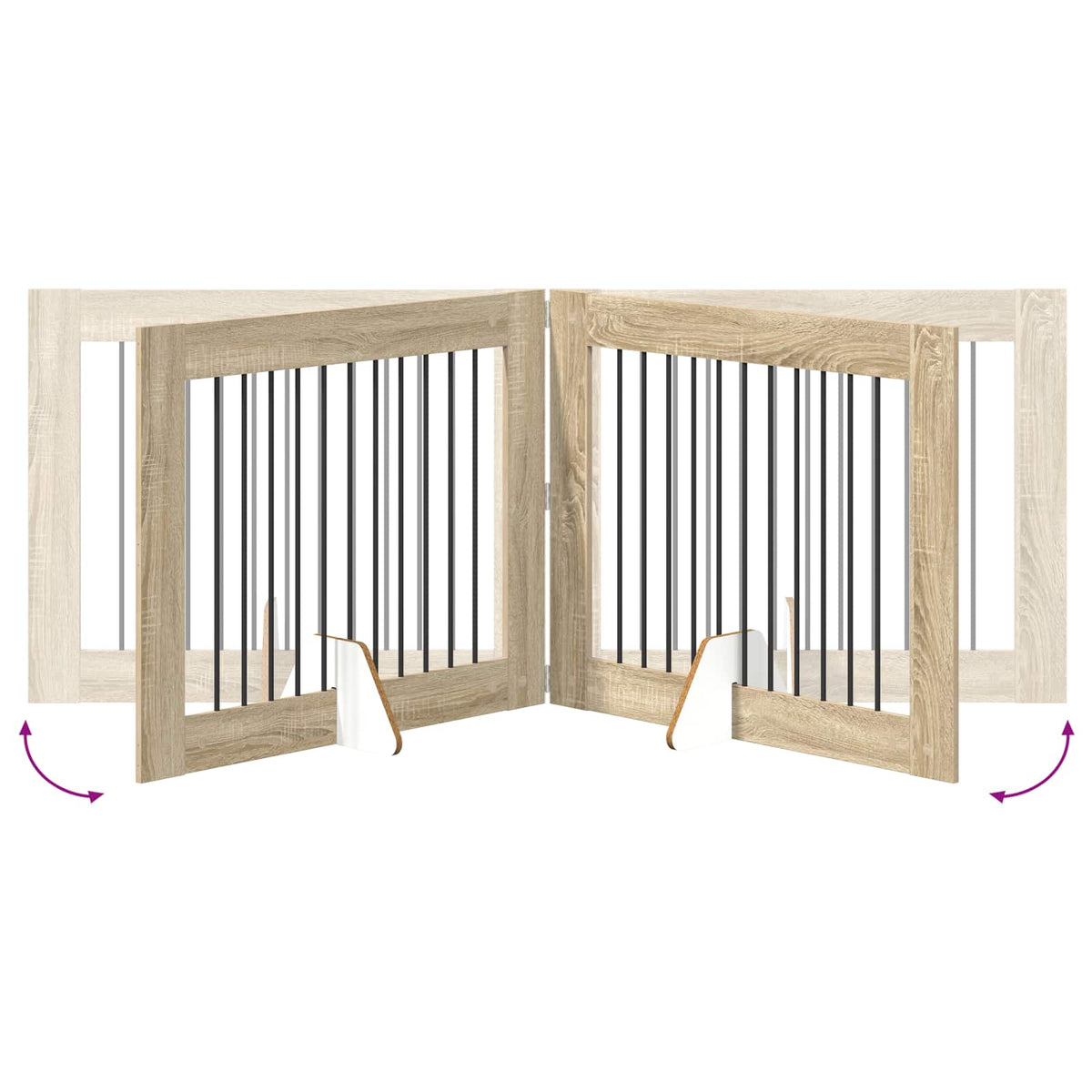 Cancello per cani pieghevole con supporti 4 pz Rovere Sonoma