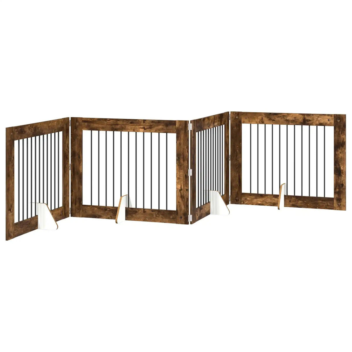 Cancello per cani pieghevole con supporti, 4 pz, 401x34x80 cm