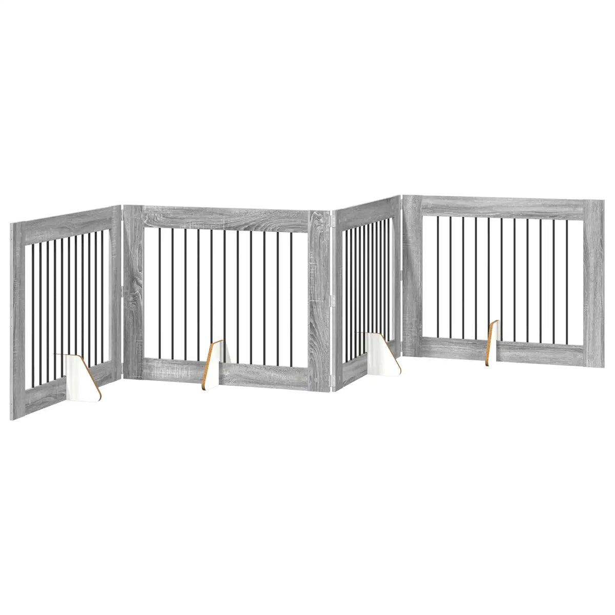 Cancello per cani pieghevole con supporti, 4 pz, 401x34x80 cm