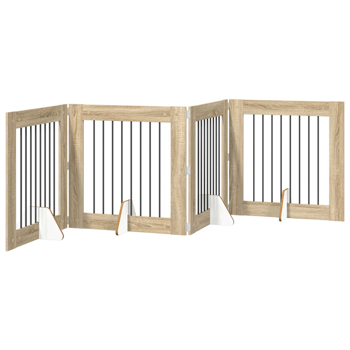 Cancello per cani pieghevole con supporti 4 pz Rovere Sonoma