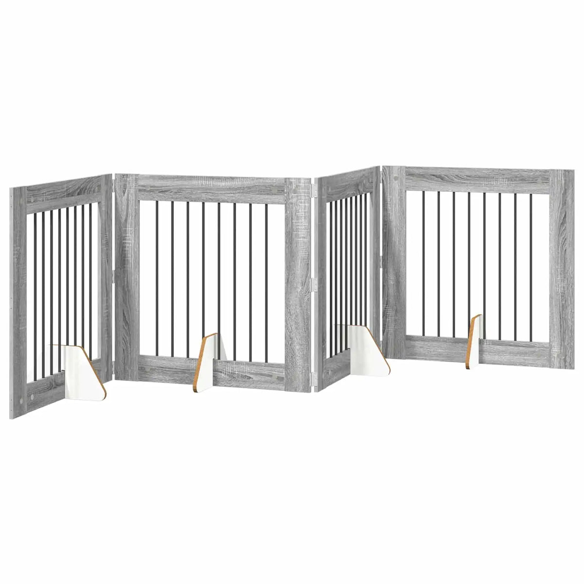 Cancello per cani pieghevole con supporti, 4 pz, 321x34x80 cm