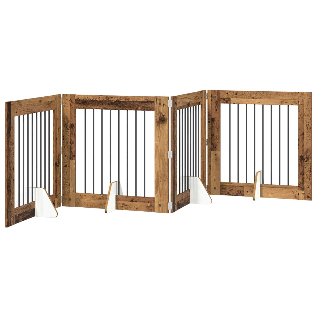 Cancello per cani pieghevole con supporti, 4 pz, 321x34x80 cm
