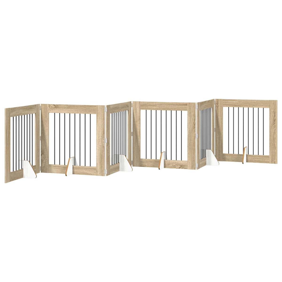 Cancello per cani pieghevole con supporti 6 pz Rovere Sonoma