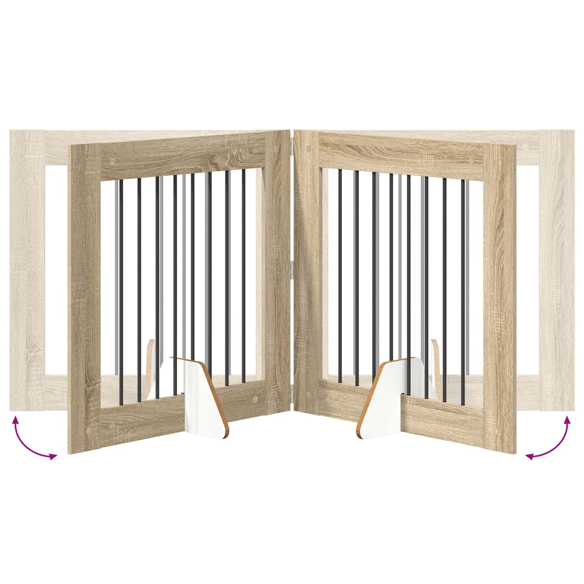 Cancello per cani pieghevole con supporti 6 pz Rovere Sonoma