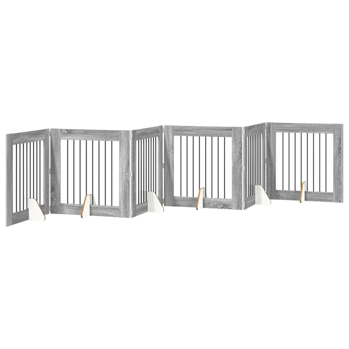 Cancello per cani pieghevole con supporti, 6 pz, 482x34x80 cm