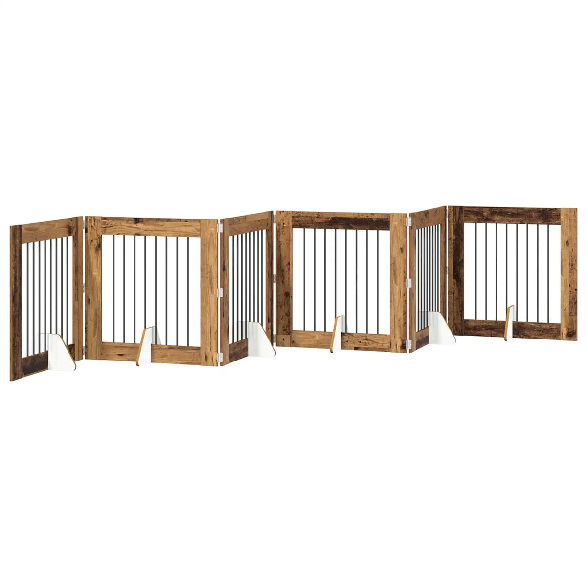 Cancello per cani pieghevole con supporti, 6 pz, 482x34x80 cm