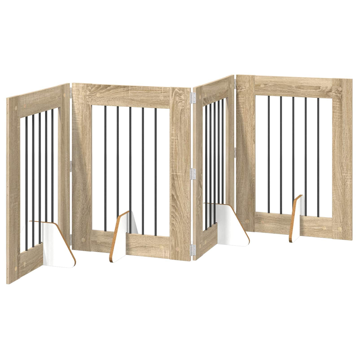 Cancello per cani pieghevole con supporti 4 pz Rovere Sonoma