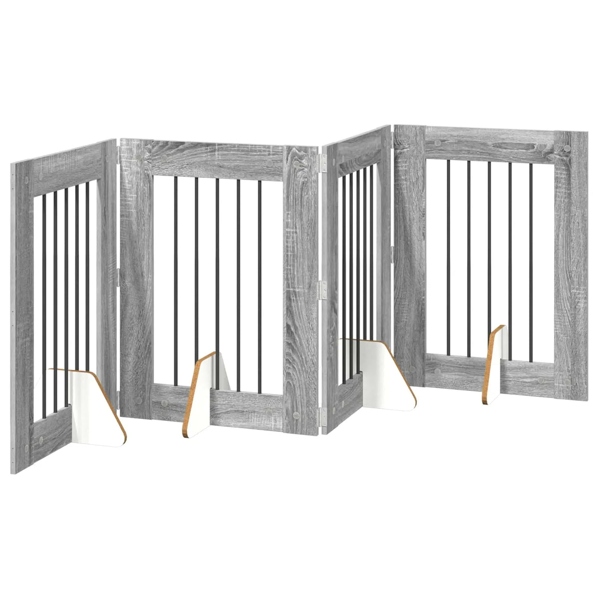Cancello per cani pieghevole con supporti, 4 pz, 241x34x80 cm