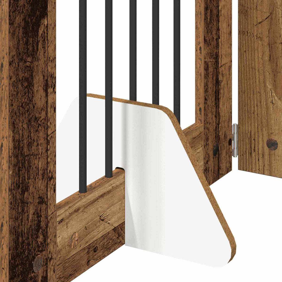 Cancello per cani pieghevole con supporti 4 pz Legno antico