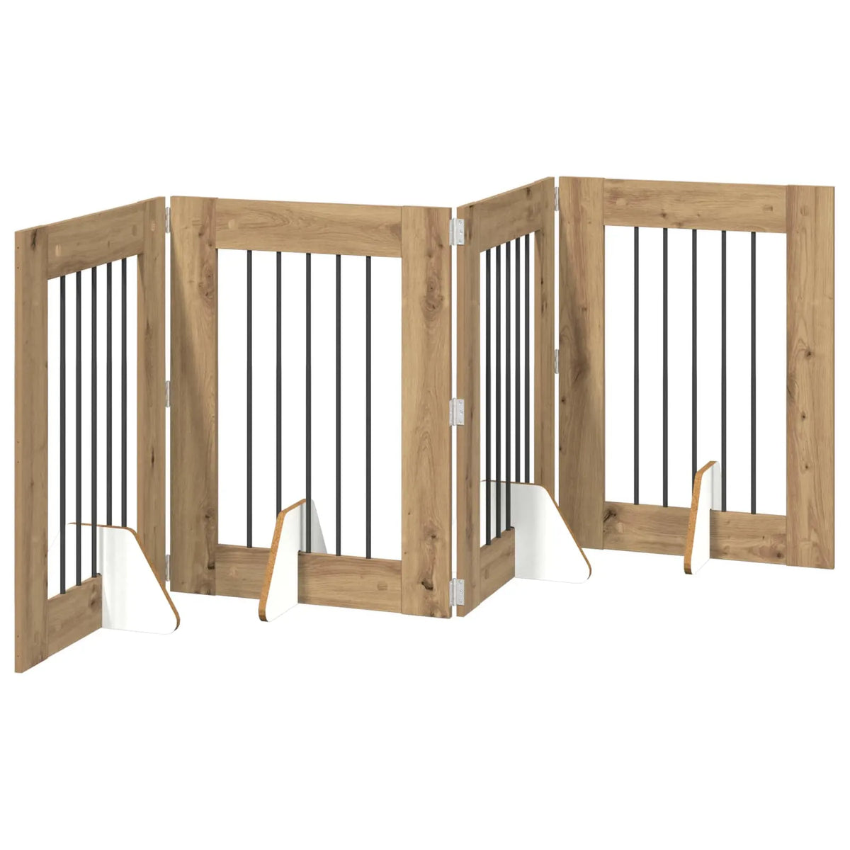 Cancello per cani pieghevole con supporti, 4 pz, 241x34x80 cm
