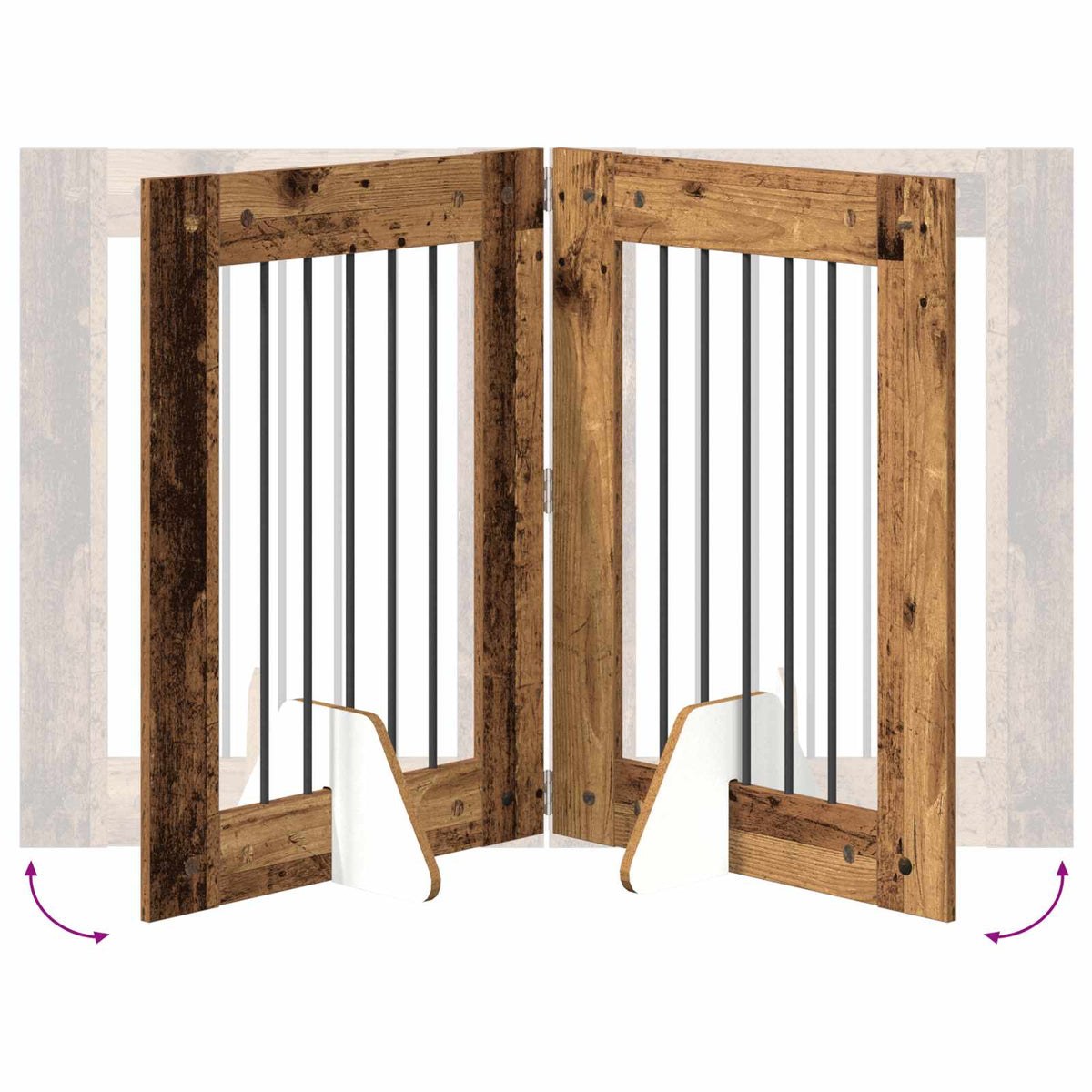 Cancello per cani pieghevole con supporti 6 pz Legno antico