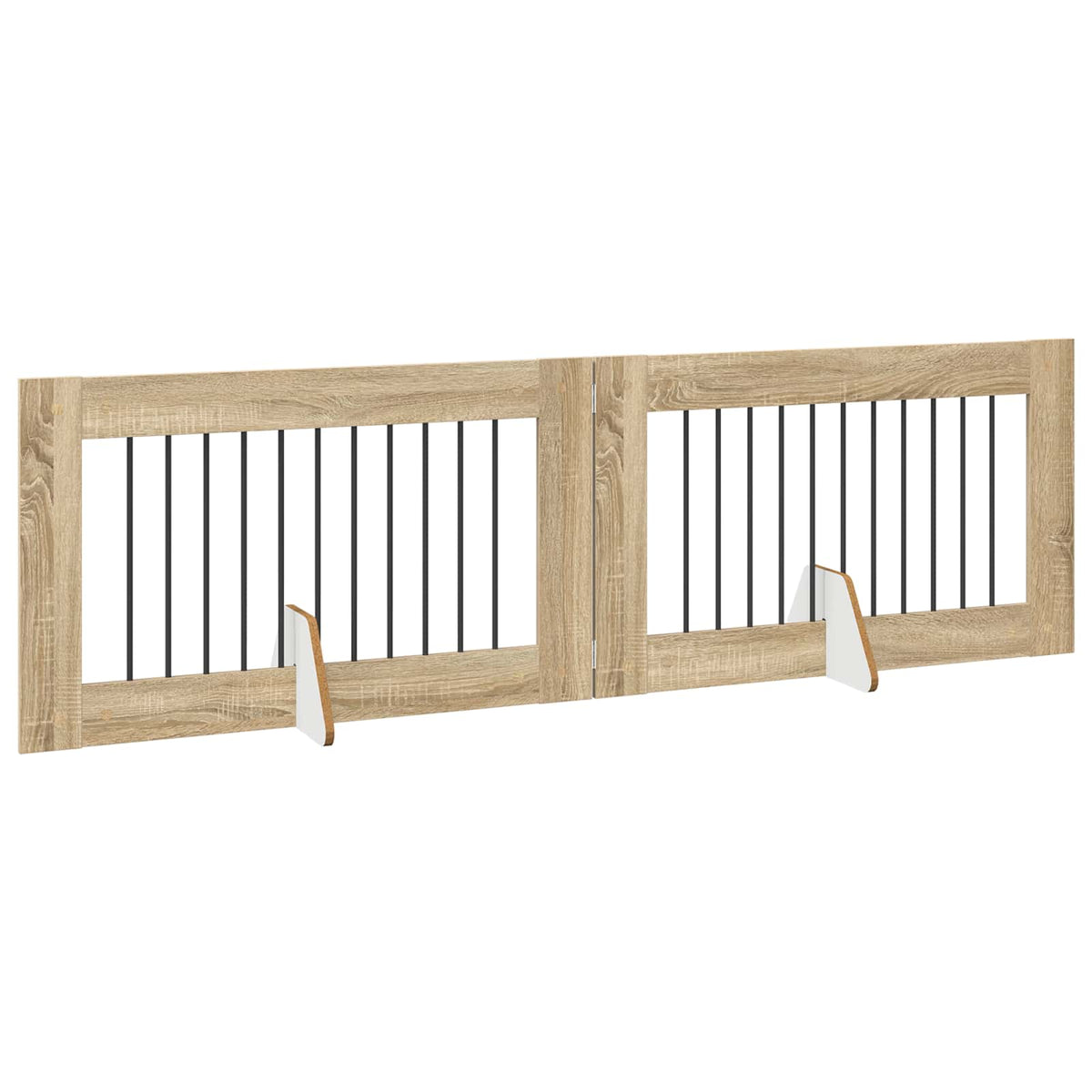 Cancello per cani pieghevole con supporti 2 pz Rovere Sonoma