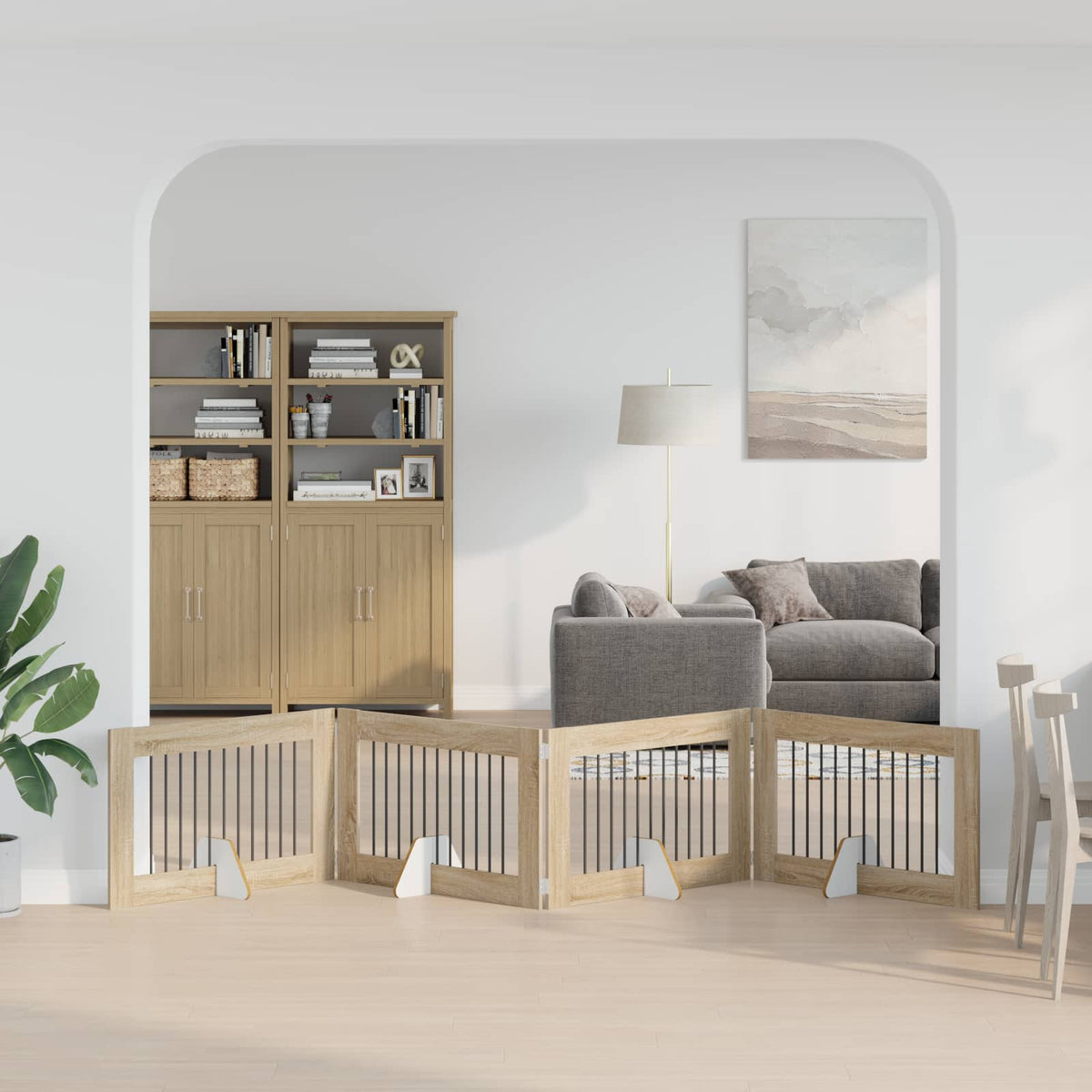Cancello per cani pieghevole con supporti 4 pz Rovere Sonoma