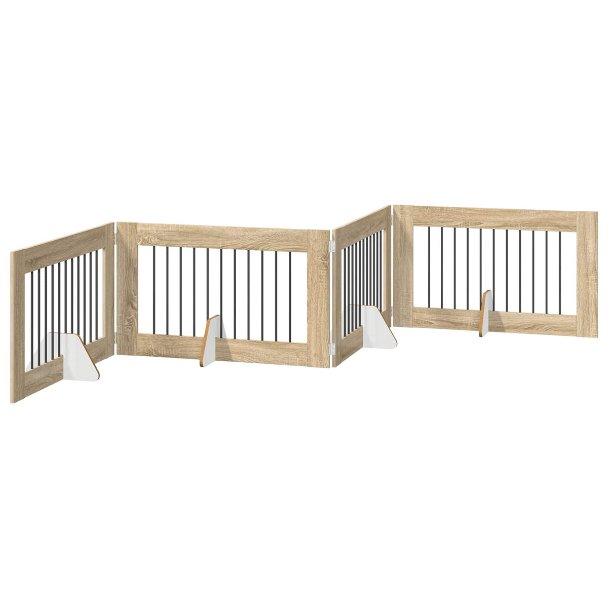 Cancello per cani pieghevole con supporti 4 pz Rovere Sonoma