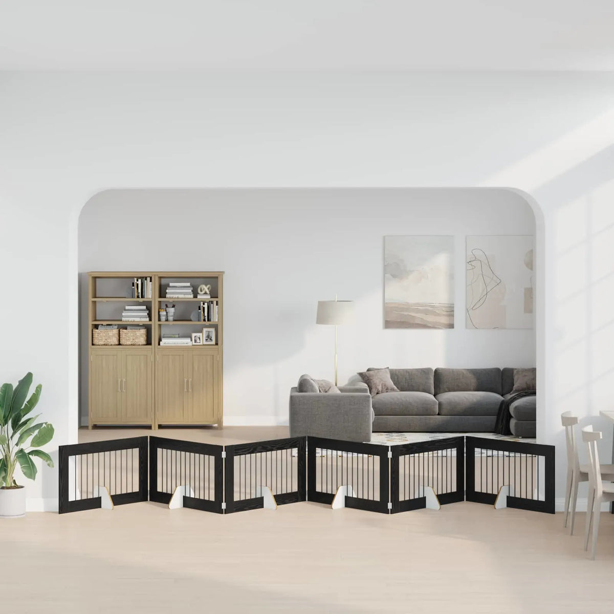 Cancello per cani pieghevole con supporti 6 pz, 602 cm