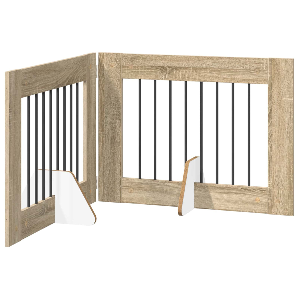 Cancello per cani pieghevole con supporti 2 pz Rovere Sonoma