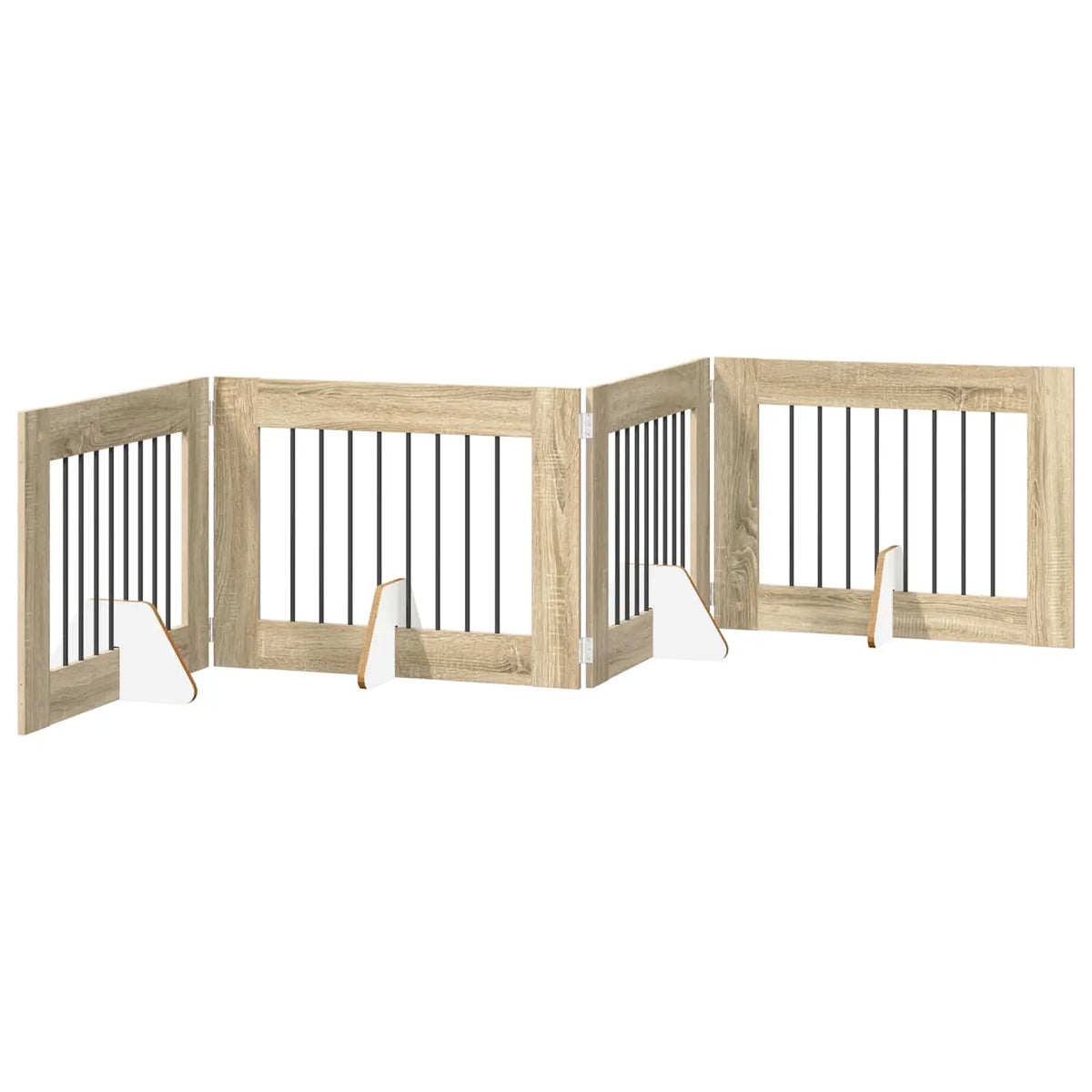 Cancello per cani pieghevole con supporti, 4 pz, 321x34x60 cm