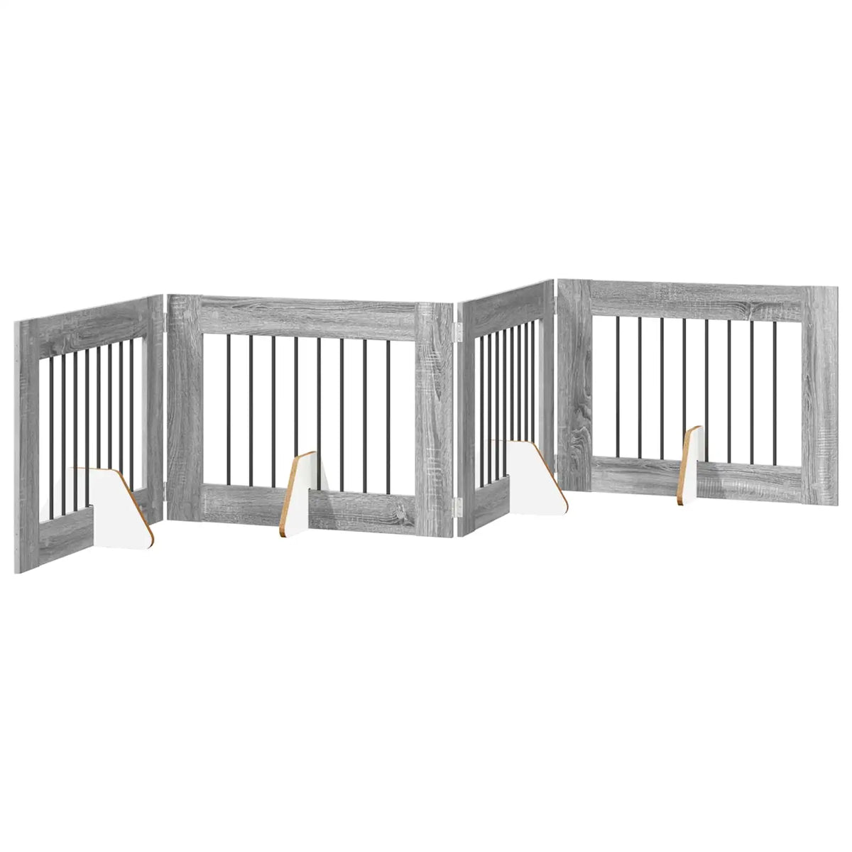 Cancello per cani pieghevole con supporti, 4 pz, 321x34x60 cm