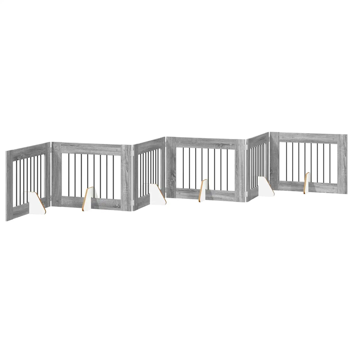 Cancello per cani pieghevole con supporti, 6 pz, 482x34x60 cm