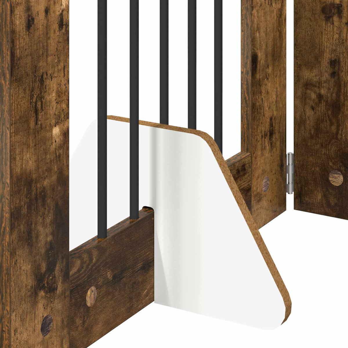 Cancello per cani pieghevole con supporti 4 pz Rovere Fumo