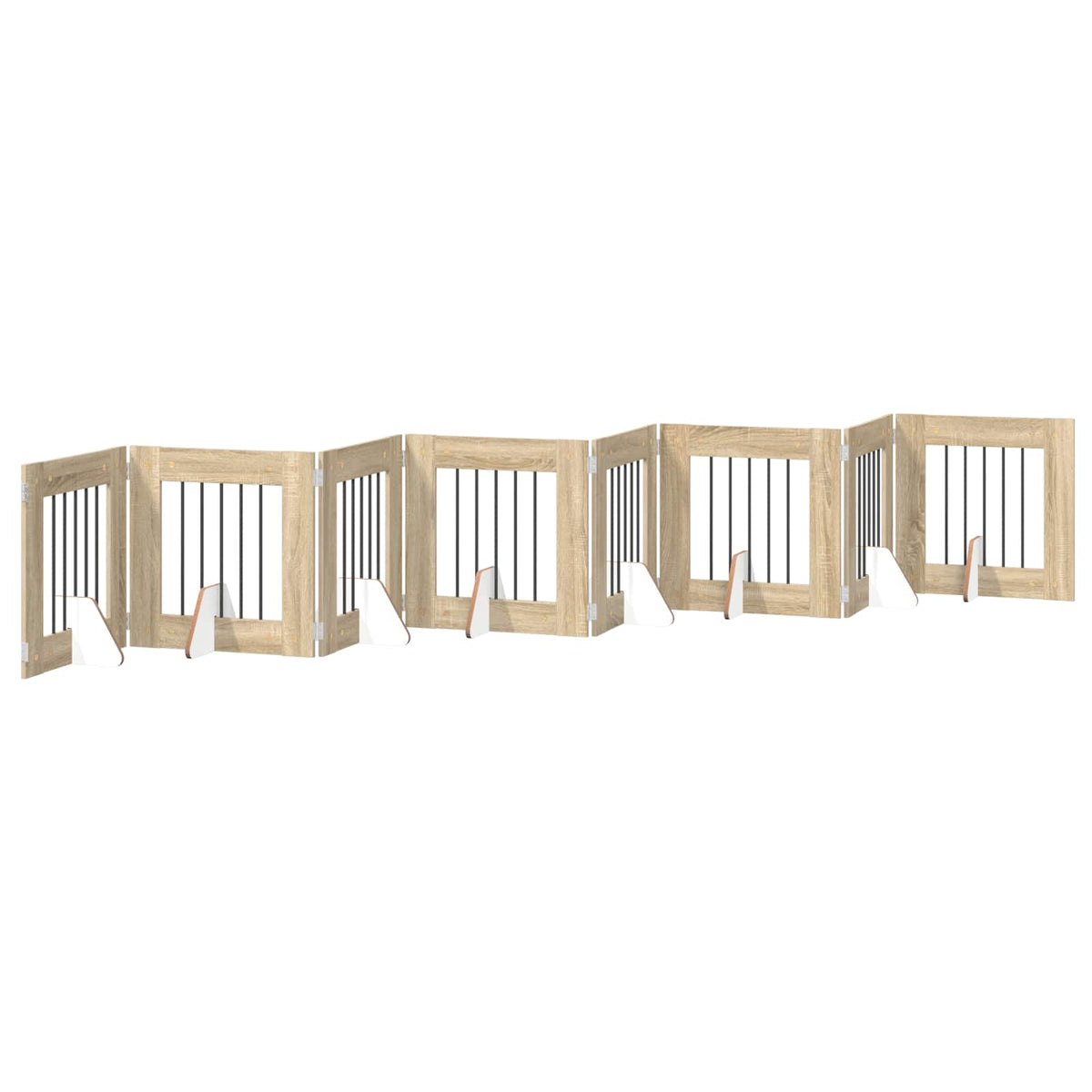 Cancello per cani pieghevole con supporti 8 pz Rovere Sonoma