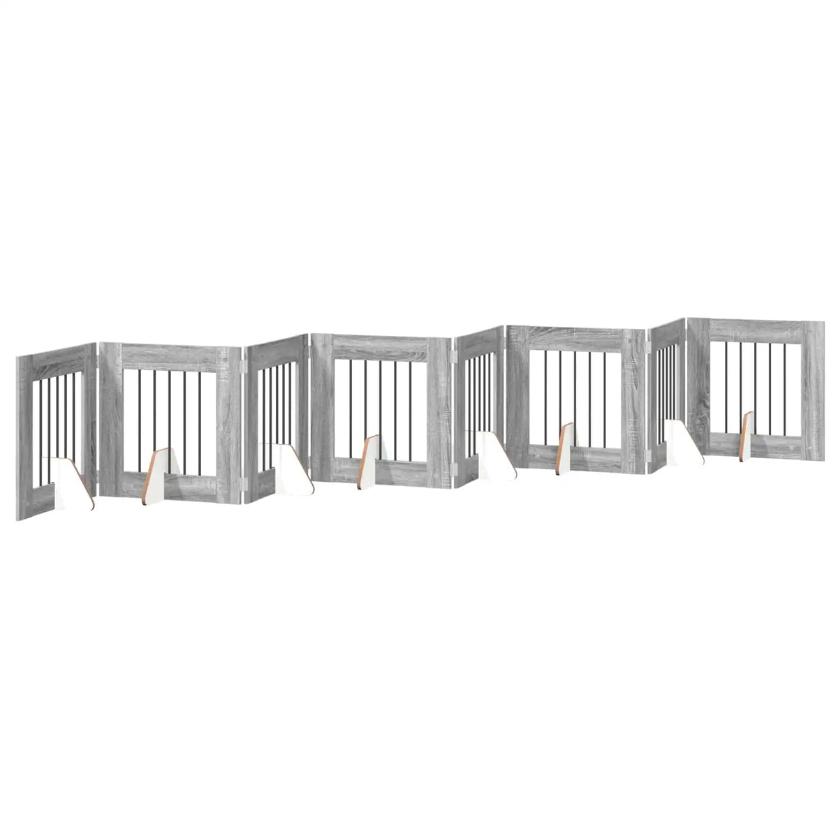 Cancello per cani pieghevole con supporti 8 pz