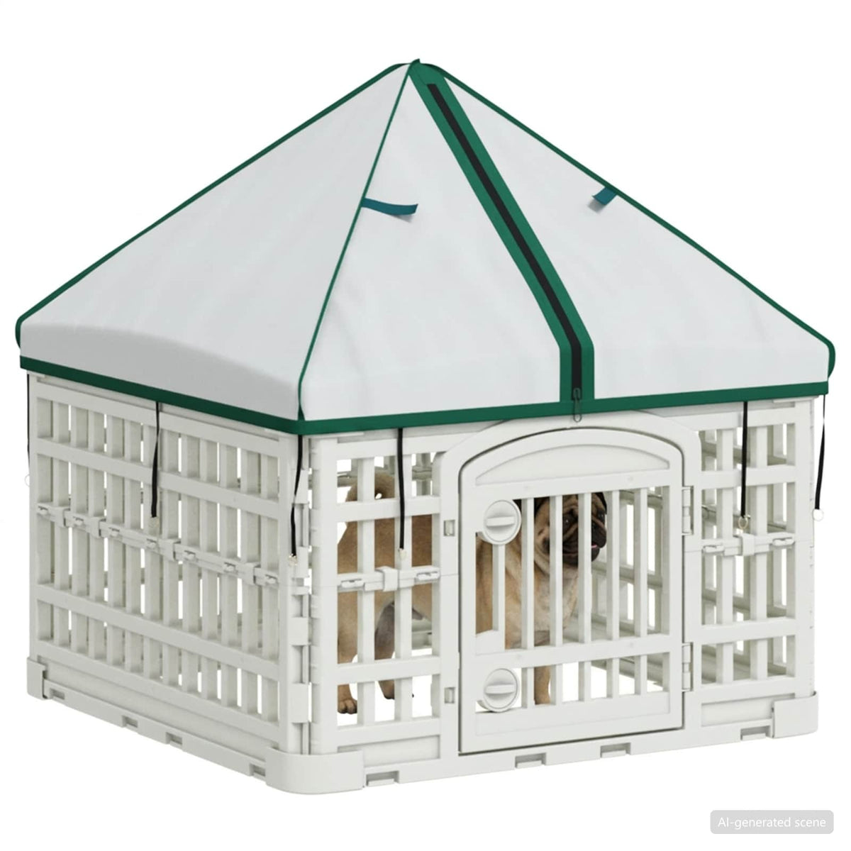 Pannello per cani a 4 sezioni con tetto 60 x 60 x 82 cm Bianco