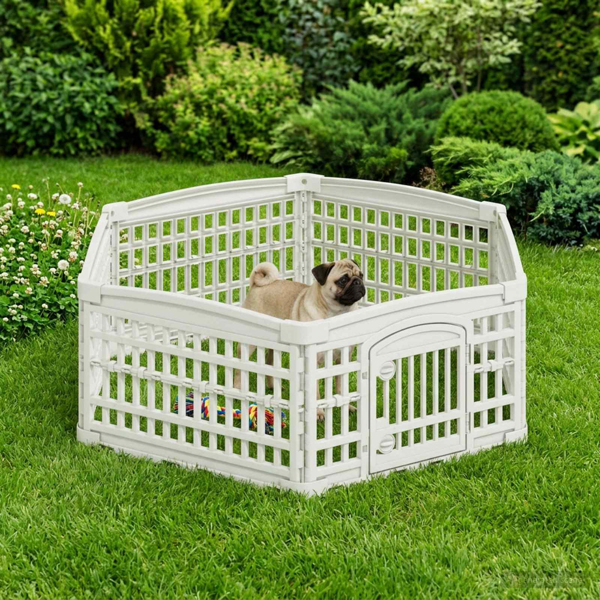 Panchetto per Cani a 6 Pannelli 122 x 106,5 x 40 cm Plastica