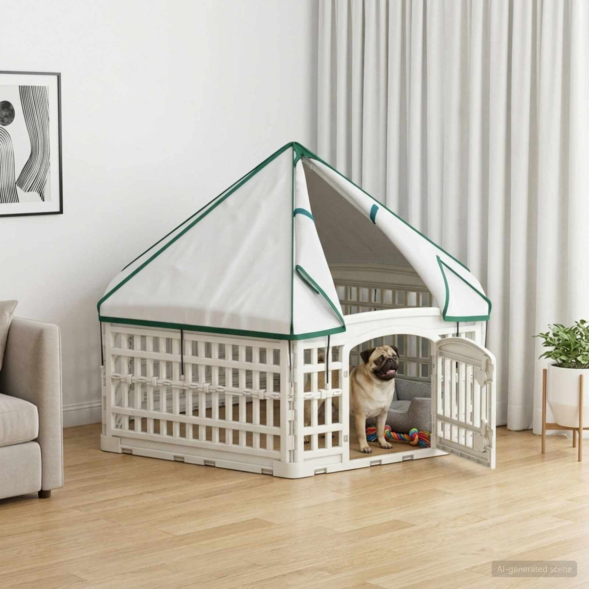 Panchetto per Cani a 6 Pannelli 122 x 106,5 x 82 cm Plastica